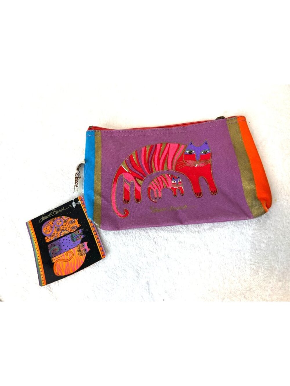 Laurel Burch Mama Baby Kitten Cat Cosmetic Bag Pouch Boho Whimsical Zip NEW